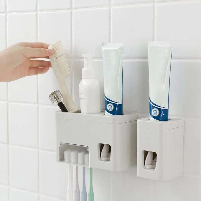 

Automatic Toothpaste Set Wall Toothbrush Holder Rack Lazy Toothpaste Squeezer MH88