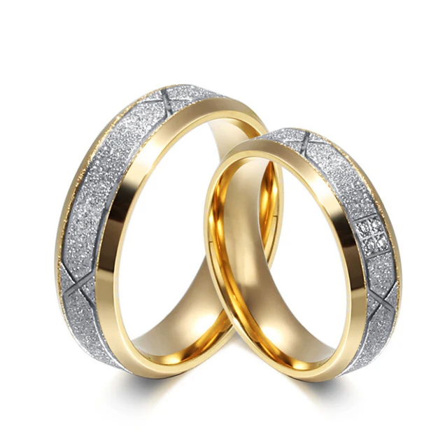 Free Custom Engraving 6mm Stainless Steel Silver Gold Color Free Custom Engraving 6mm Stainless Steel Silver Gold Color Wedding Rings With Frosted Design