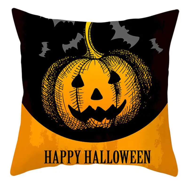 

Halloween Pumpkin Witch Cushion Cover Halloween Decorative Pillowcase Peach Skin Square Pillow Case For Home Decoration