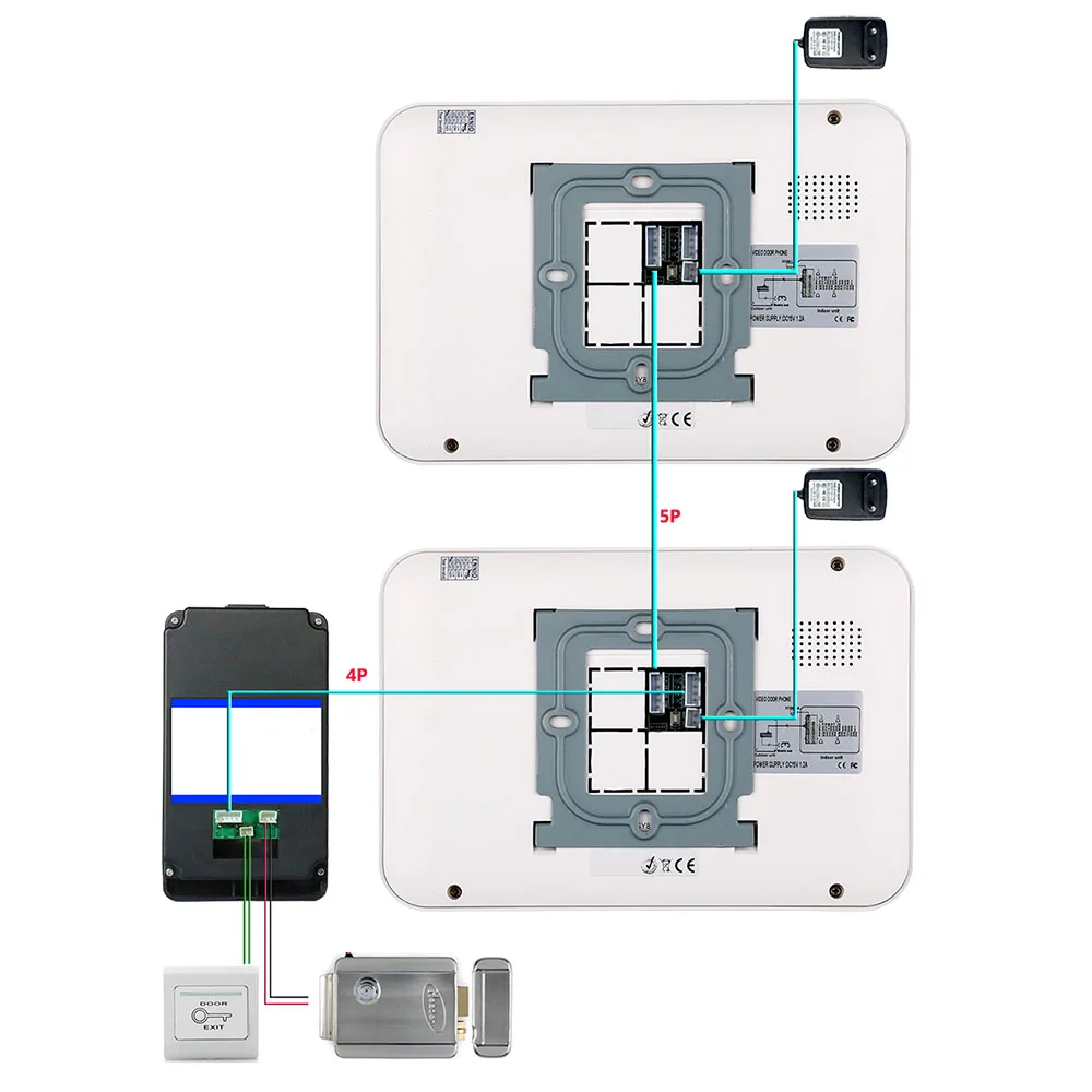 7 "ЖК-дисплей 2 Мониторы RFID пароль телефон видео домофон Дверные звонки с ИК-Камера 1000 ТВ линии система контроля доступа