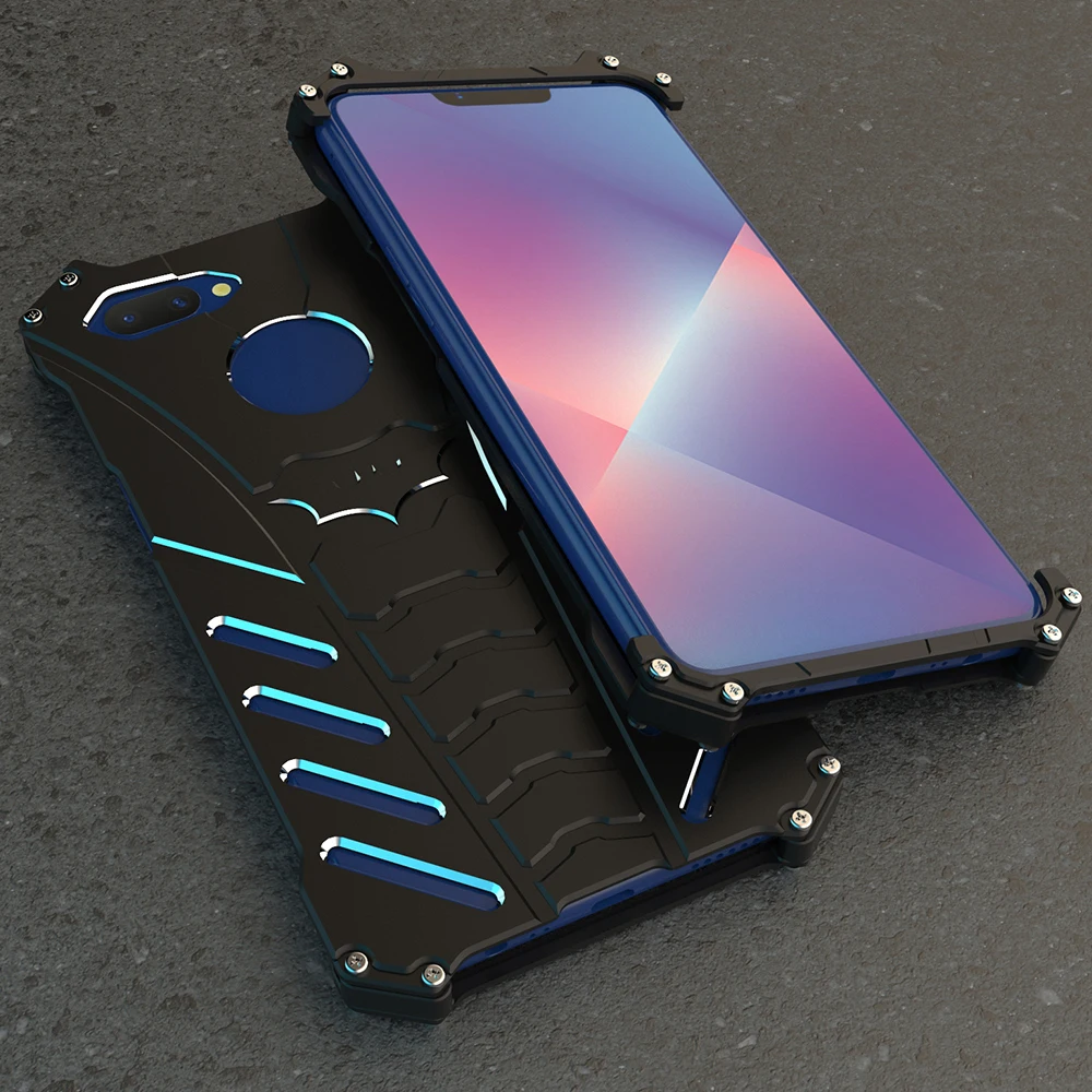 

Shockproof Metal Case For Oppo A3 A3S A5 A7 Hard Cover Aluminum Alloy Shell Heat Dissipation Cool Outdoor Sports+Straps+Stand