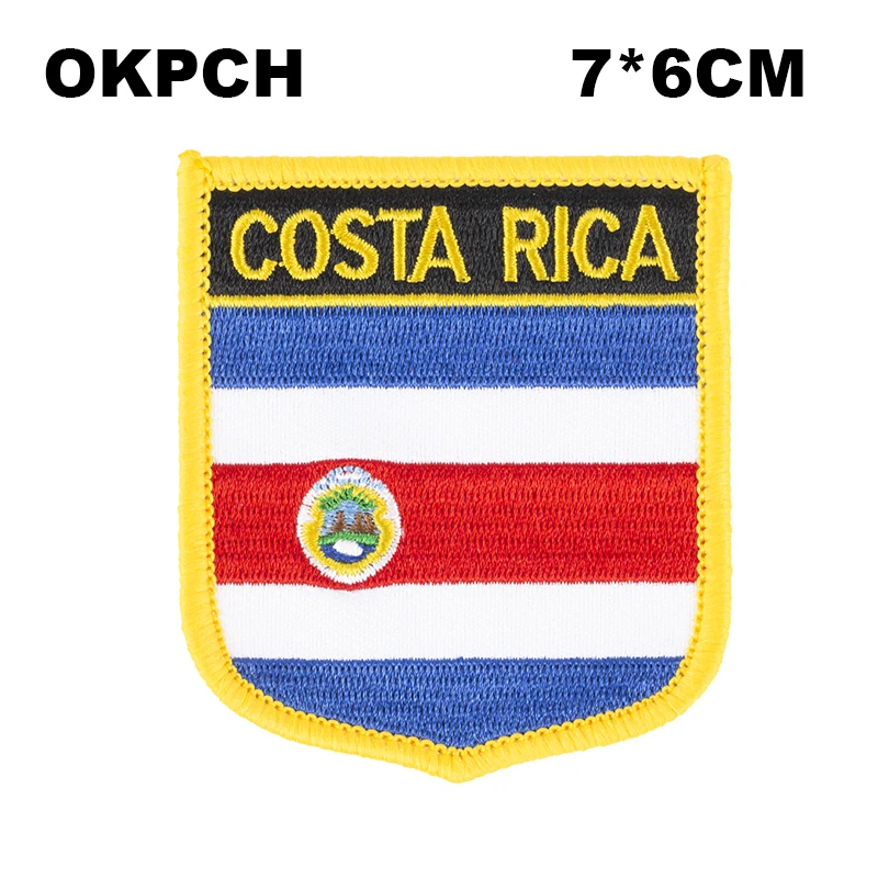 

Costa Rica Shield Shape Iron-on Flag Patch Embroidered Saw on Badges Patches for Clothing PT0067-S