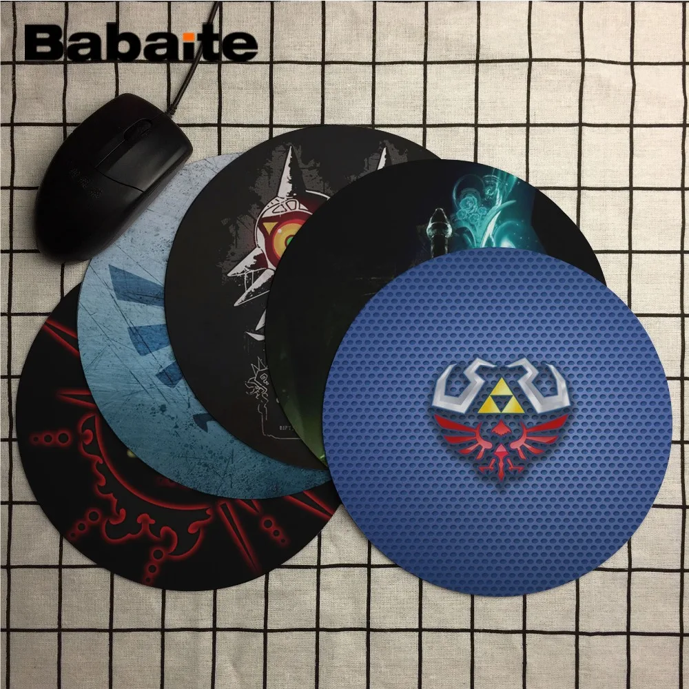 

Babaite The Legend of Zelda Eagles Logos Triforce Sword Round Customized Mouse Pad Computer Notebook Non-Slip Mousepad 20x20cm