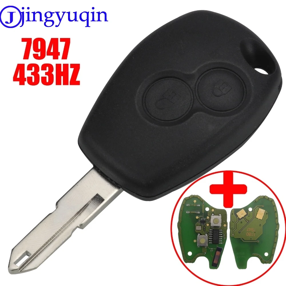 

jingyuqin Remote Car Key Case Shell ASK 433MHz PCF7947 Transponder Chip For Renault Vivaro Movano Traffic Master 2 Buttons