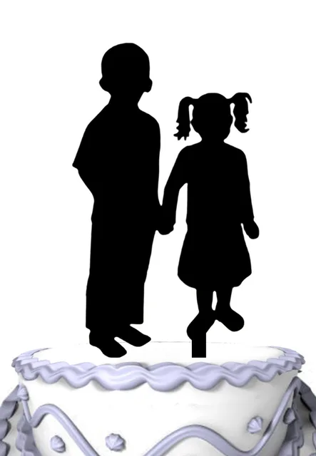 Download Old Boy and Little Girl Hand in Hand Silhouette Cake ...