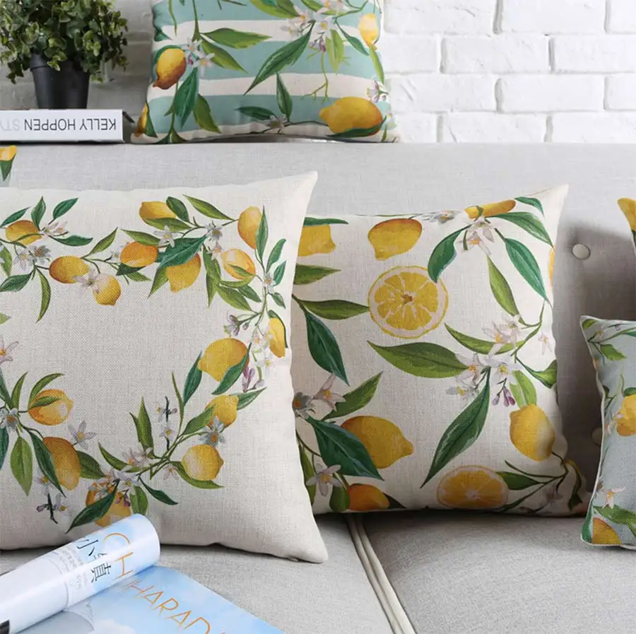 

Free Shipping!Plant yellow lemon square throw pillow/almofadas case 45 53 60 30x50 adult teenage child,cushion cover home decore