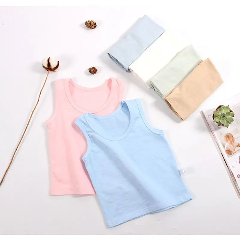 

0-3T Children T Shirts Summer Style Girls Clothes Vest Cotton Casual Sleeveless kids Solid Color Sport Vests Out Wear 2019