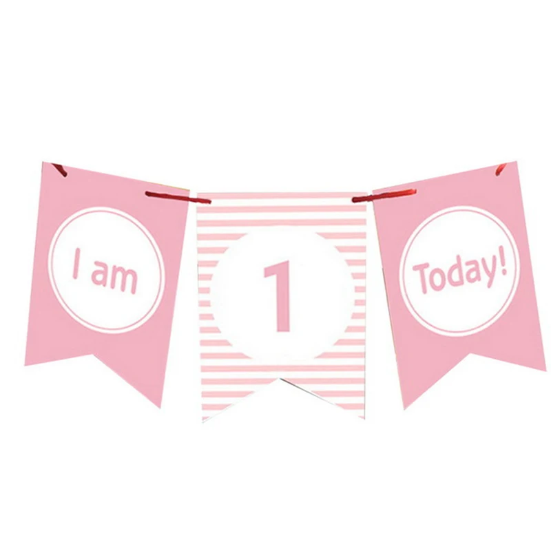 Латексные воздушные шары на первый день рождения для мальчиков и девочек, украшения для детского праздника на первый день рождения, баннер с цифрами, фольгированные воздушные шары на 1 год - Цвет: banner pink