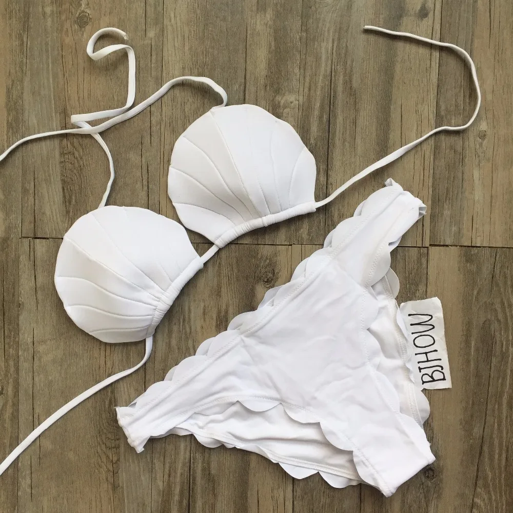 

Mermaid Bikini set 2017 Sexy Scallop Swimsuit Bandage Biquini Push up Swimwear Retro Swimsuit Women Bathing suits monikini