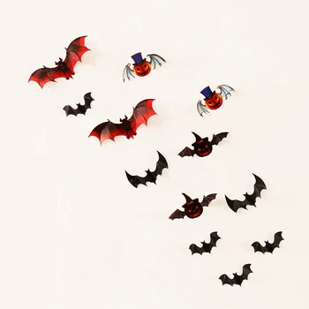 

12pcs/set New bat wall sticker for Halloween decoration kids rooms Decor Boys gift 3D Pumpkin bat Wall Art Funny stickers