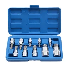 10PC XZN Triple Square Spline Bit Socket Set Wrench Ratchet Bit Repair Chrome Vanadium Sockets S2 Bit Metric 4mm-18mm