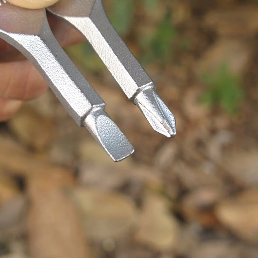 2pc Outdoor Screwdriver Set Stainless Steel Key Ring Key Chain Repair Tool Multitools Mini Camping Pocket Tool Home Use (6)