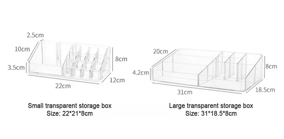 Пластиковая коробка для хранения косметики, настольный органайзер для косметики, прозрачный контейнер для макияжа, настольный чехол для хранения, 1 шт