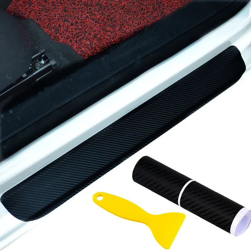 

3D Car Door Plate Stickers Carbon Fiber Look Car Sticker Sill Threshold Scuff Cover Anti Scratch Decal Universal For All Cars