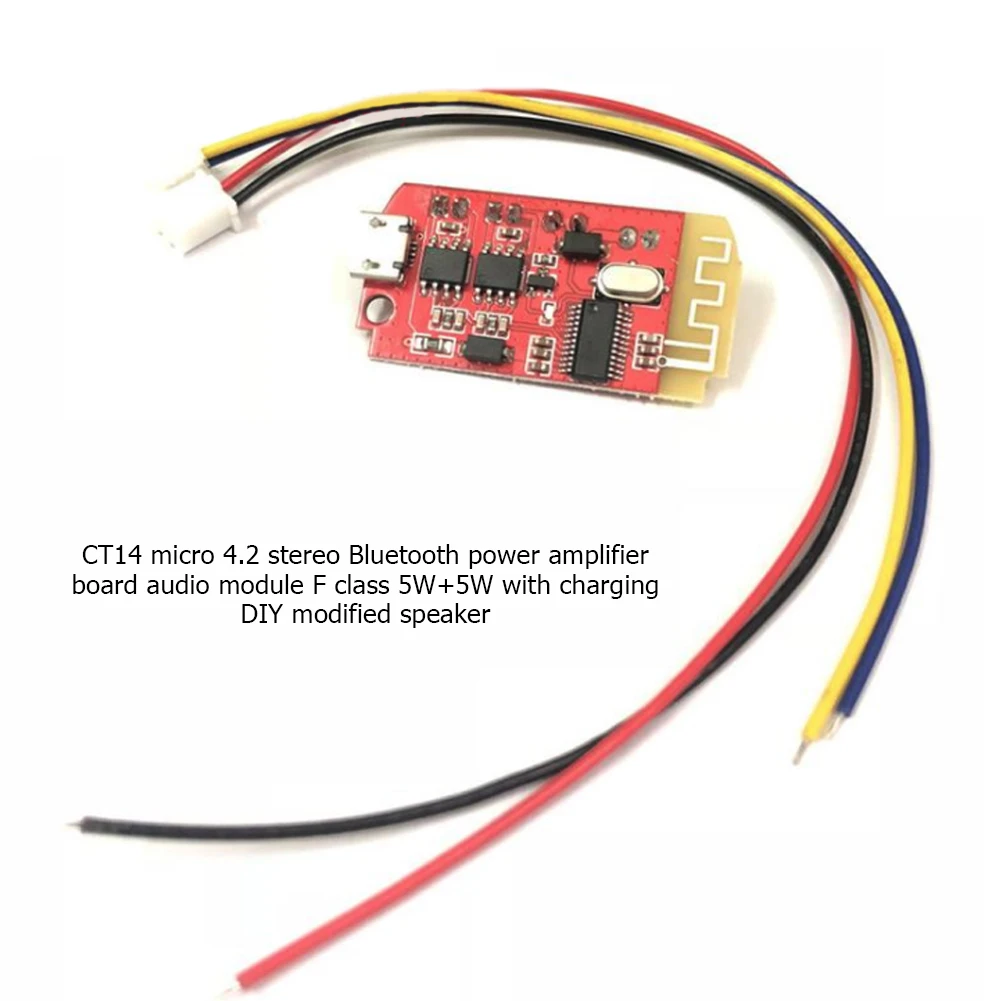 CT14 micro 4.2 stereo Bluetooth power amplifier board audio module F class 5W+5W with charging DIY modified speaker CT14 micro 4.2 stereo Bluetooth power amplifier board audio module F class 5W+5W with charging DIY modified speaker