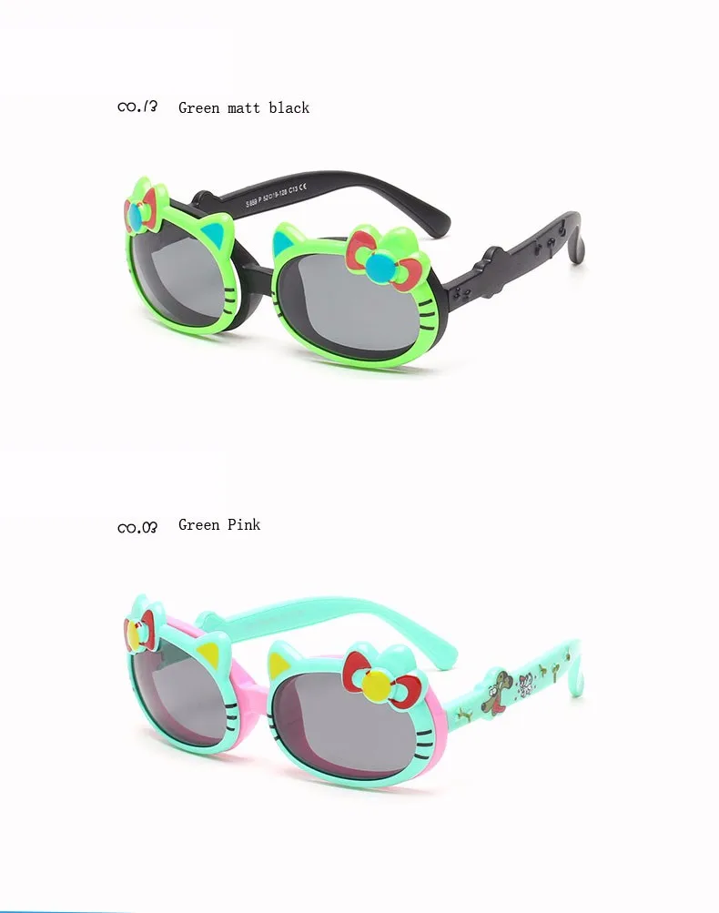 Новая мода для детей милый кот флип поляризованные Солнцезащитные очки для женщин Дети младенческой мультфильм TAC TR90 Защита от солнца Очки Открытый очки Óculos 859