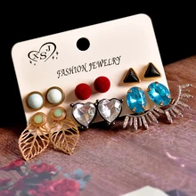 Новые Модные женские ювелирные изделия оптом для девочек день рождения серьга-гвоздик сердечко красивые смешивать и сочетать Тип 6 пар/компл. серьги подарок