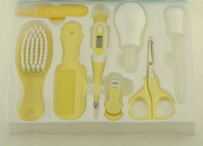 Conjunto de Cuidados de Saúde Termômetro do Bebê Neonatais com Tampa 8 Peças Crianças Kit Manicure Nail Clippers Grooming Pente Esmeril Escova Cuidados 23 Kits de cuidados pessoais e c/ a saúde