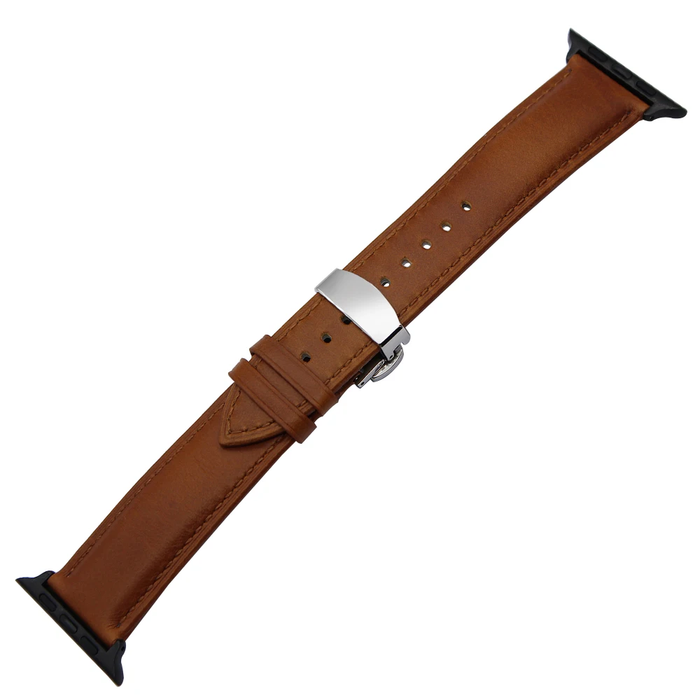 Ремешок итальянский из натуральной кожи для iWatch Apple Watch SE Series 6 5 4 3 2 1 38 мм 40 42 44 с