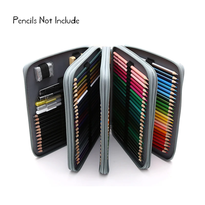 Günstig 184 Slot Tragbare Farbigen Bleistift Fall Halter Wasserdichte Große Kapazität PU Leder Bleistift Tasche Für Studenten Geschenke Kunst Liefert