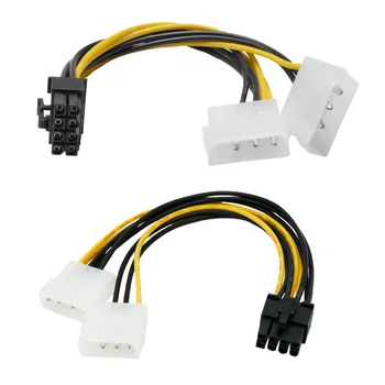 

6 inch 2 x Molex 4 pin to 8-Pin PCI Express Video Card Pci-e ATX PSU Power Converter Cable - Molex to Pcie 8 pin Adapter