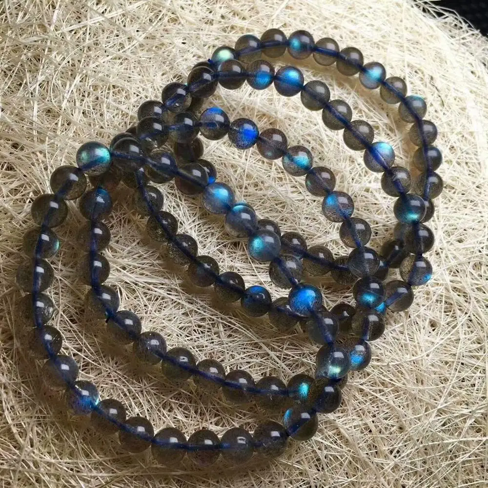 Natural Moonstone Blue Light Gemstone Beads Bracelet AAA 6mm | Украшения и аксессуары