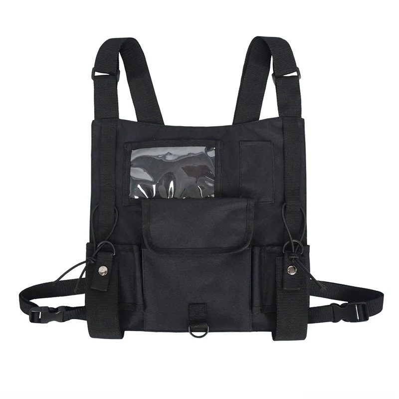 

Tactical Shoulder Bags Chest Rig Bag Functional Radio Vest Chest Rig Harness Adjustable Pockets Two Way Radio Talkie Case