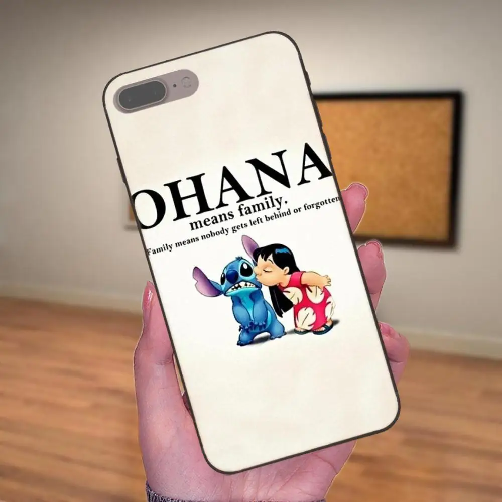Мягкий Силиконовый ТПУ Черный протектор для Apple iPhone X XS Max XR 4 4S 5 5S SE 6 6S 7 8 Plus Lilo & Stitch