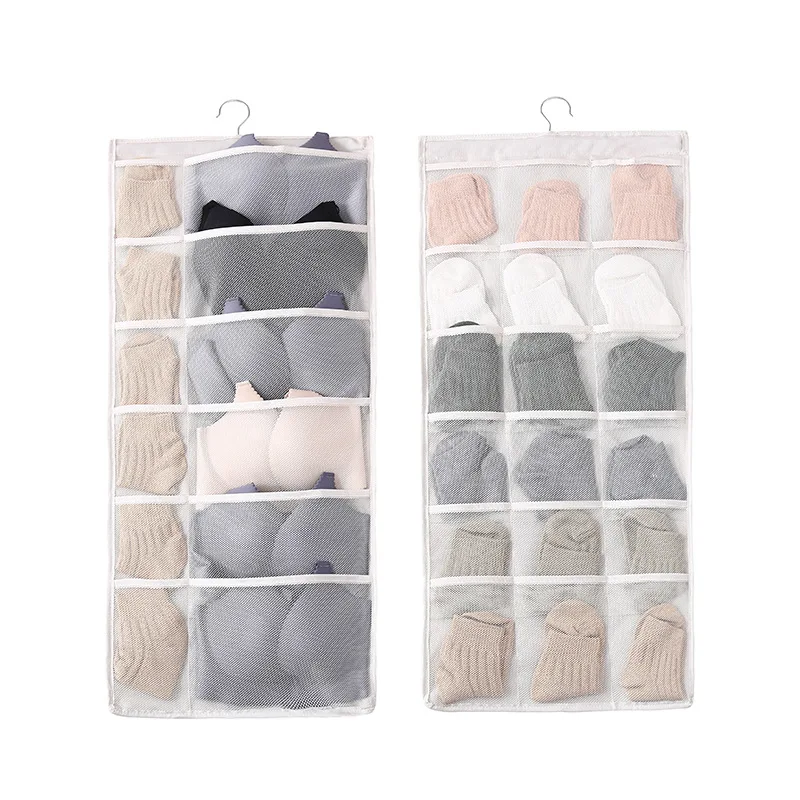 30 Pockets Clear Hanging Bag Socks Bra Underwear Rack Hanger Storage Organizer