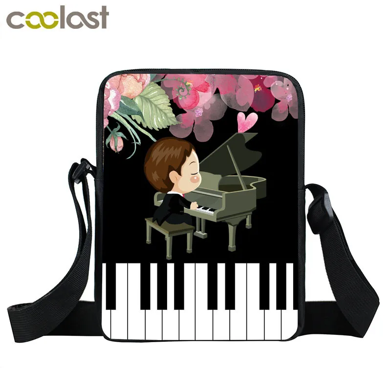 Элегантная сумка для фортепиано для женщин и мужчин, повседневная сумка на плечо для игры на гитаре, детские сумки через плечо для девочек и мальчиков, музыкальный клатч, маленький подарок - Цвет: qbbpiano03