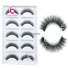 ICYCHEER 5 пар ручной работы норки 3D накладные ресницы натуральные толстые Удлиненные ресницы