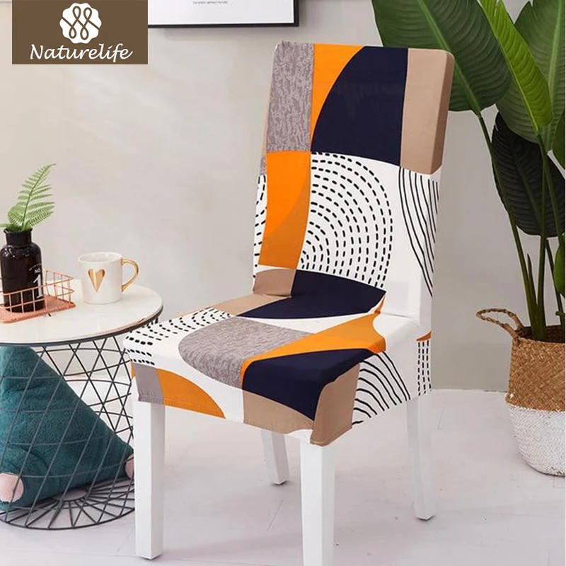 

Naturelife Pattern Chair Protector Modern Silky Seat Case Removable Decorative Elastic Polyester Chair Covers Dropshipping