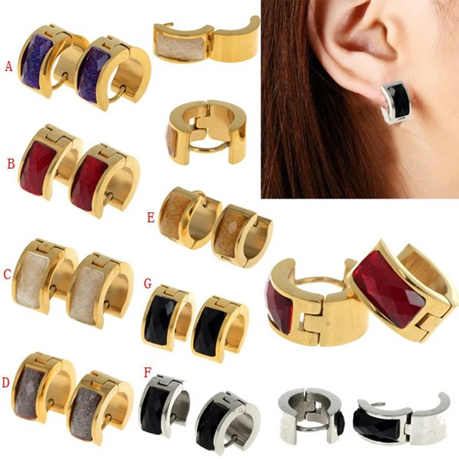 

Women Men New Fashion Punk Stainless Steel Earrings Hoop Huggie Ear Studs Jewelry wholesale Cheap [JE01017JE01018]