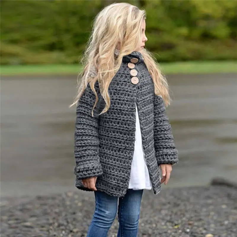 

Emmababy Fashion Toddler Kid Girls Clothes Coats Leisure Hot Sale Button Knitted Sweater Cardigan Cloak Coat Outwear Girls