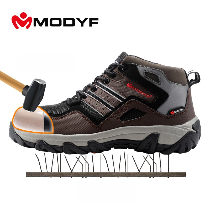 

MODYF Free shipping men winter warm steel toe cap work safety casual reflective breathable outdoor puncture proof shoes