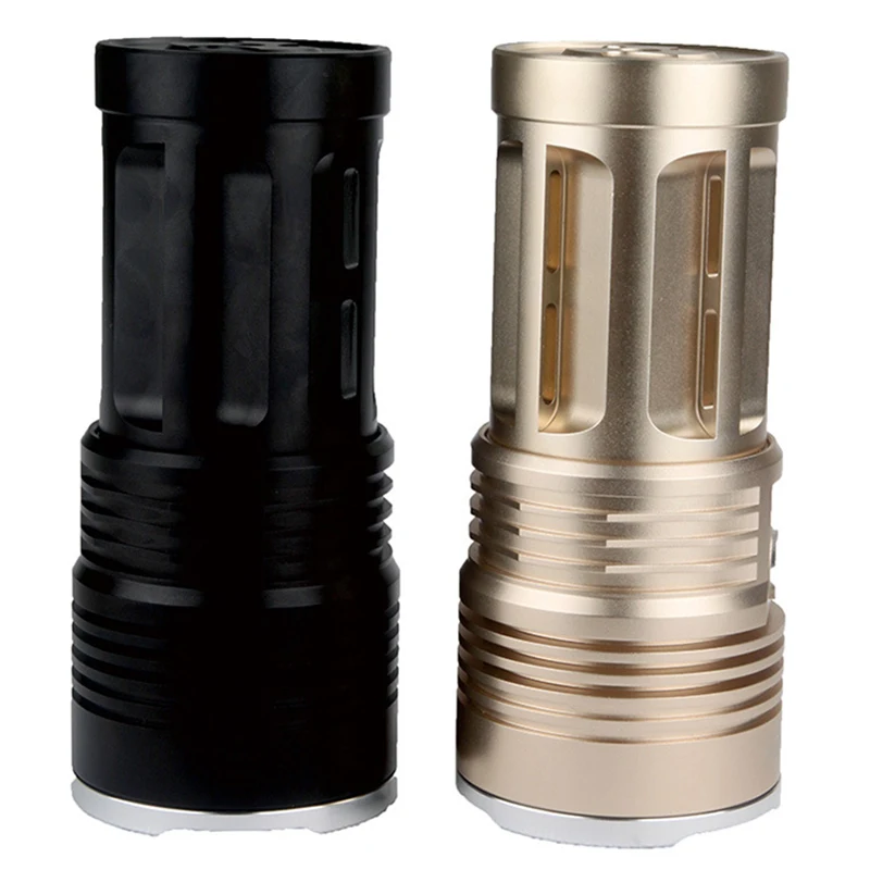 

UniqueFire 6000LM Flashlight V10-5 Black/Golden Cannon 5* XM-L2 Led 5 Modes Middle Button Switch Lamp Torch For 4*18650