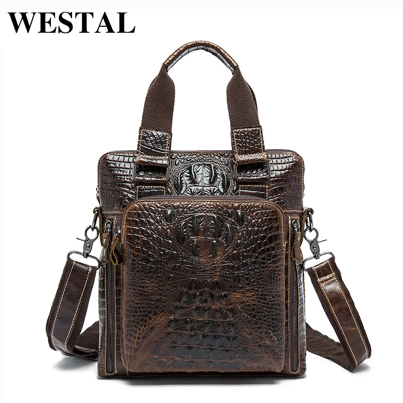 WESTAL Genuine font b Leather b font Men Bag Mens Messenger Bags font b Handbag b