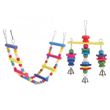 

Bird Cage Toy 2 PCS Birds Swing Toy Hanging Ladder Chewing Toys Cage Play Set for Budgie Cockatiels