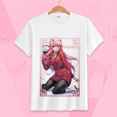 Аниме darling in the franxx футболка с коротким рукавом zero two Косплей Футболка топы