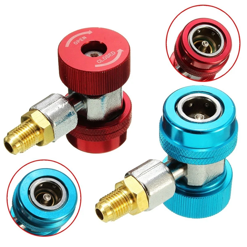 1x R134 AC Car Low High Extractor Valve Core Manifold Quick Coupler Adapters