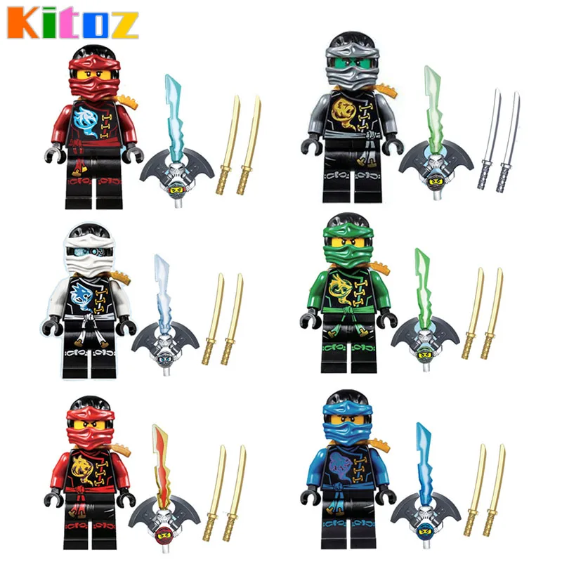 

Kitoz Sky Pirate Ninja with Weapon Zane Nya Kai Lloyd Cole Nya with Skybound Djinn Blade Sword Building Block Toy