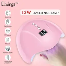 Ellwings 12 Вт УФ-светодиодный светильник лампа для дизайна ногтей Гель-отверждение сушилка лампа Инструмент для маникюра Гель-лак для ногтей инструменты для дизайна ногтей