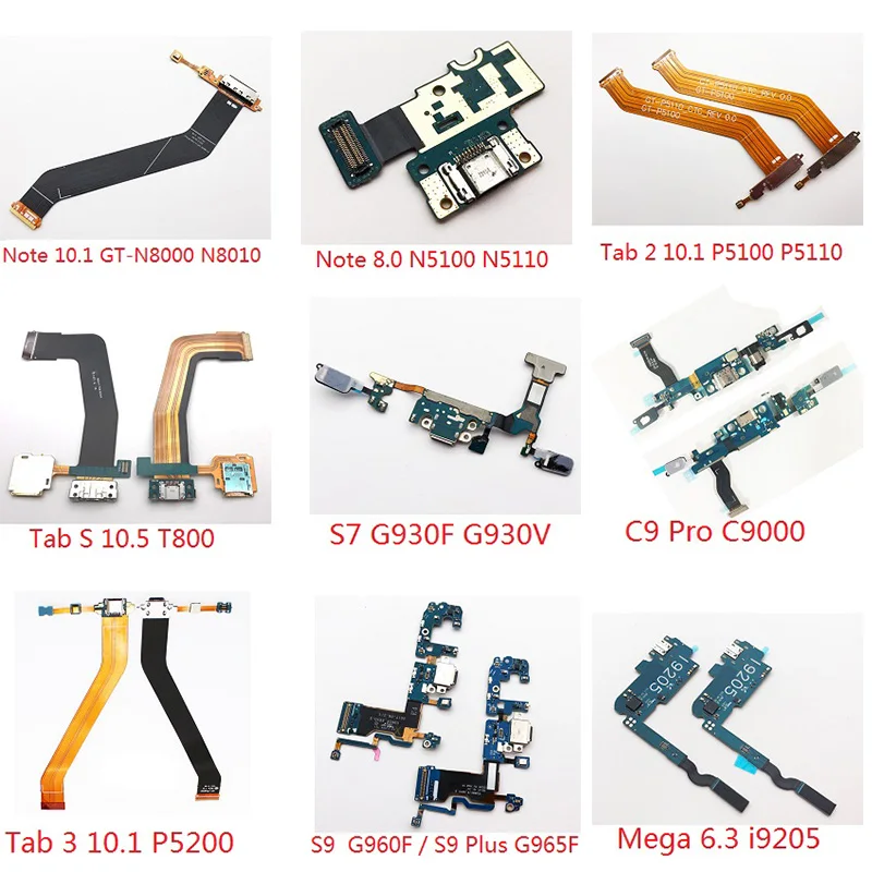 

USB Charger Flex Cable For Samsung Galaxy S5 S7 S9 Plus S4 Mini C9 Pro C9000 Note 10.1 8.0 GT-N8000 Tab 2 10.1 P5100 S 10.5 T800
