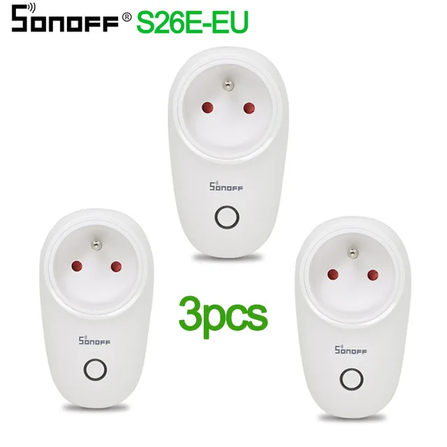 1/2/3/4 шт. Sonoff S26 ЕС Базовая умная розетка Wi-Fi Беспроводной Plug умный дом переключатель Мощность розетки работать с Alexa и Google Assistant - Комплект: S26E-EU 3pcs