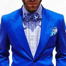 Свадебный Мужской костюм синий Жених 2 шт.(пиджак+ брюки+ галстук) модные вечерние две кнопки Masculino Жених Trajes De Hombre Блейзер 205