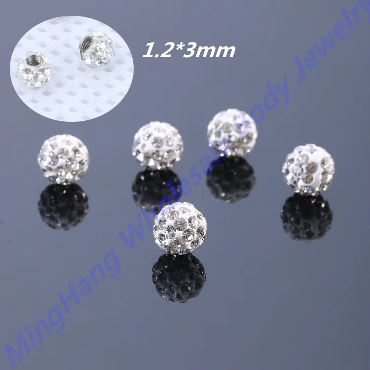 

16g(1.2mm)*3mm Crystal Ball Labret Eyebrow Ring Ear Cartilage Helix Tragus Stud Replacement Piercing Body Jewelry