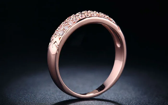 YANHUI Fine Jewelry Rings original 18KRGP Stamp Gold Filled Ring Inlay Full CZ Diamant Engagement Wedding Rings For Women JZR016