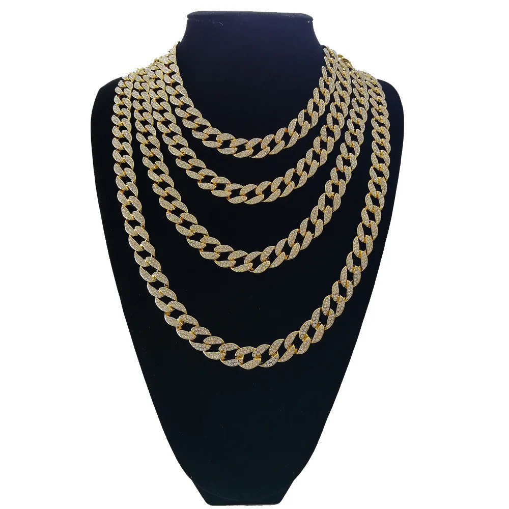 

Hip Hop Necklace Men's Iced Out Necklace Curb Cuban Link Chain 18inch 20inch 24inch 30inch