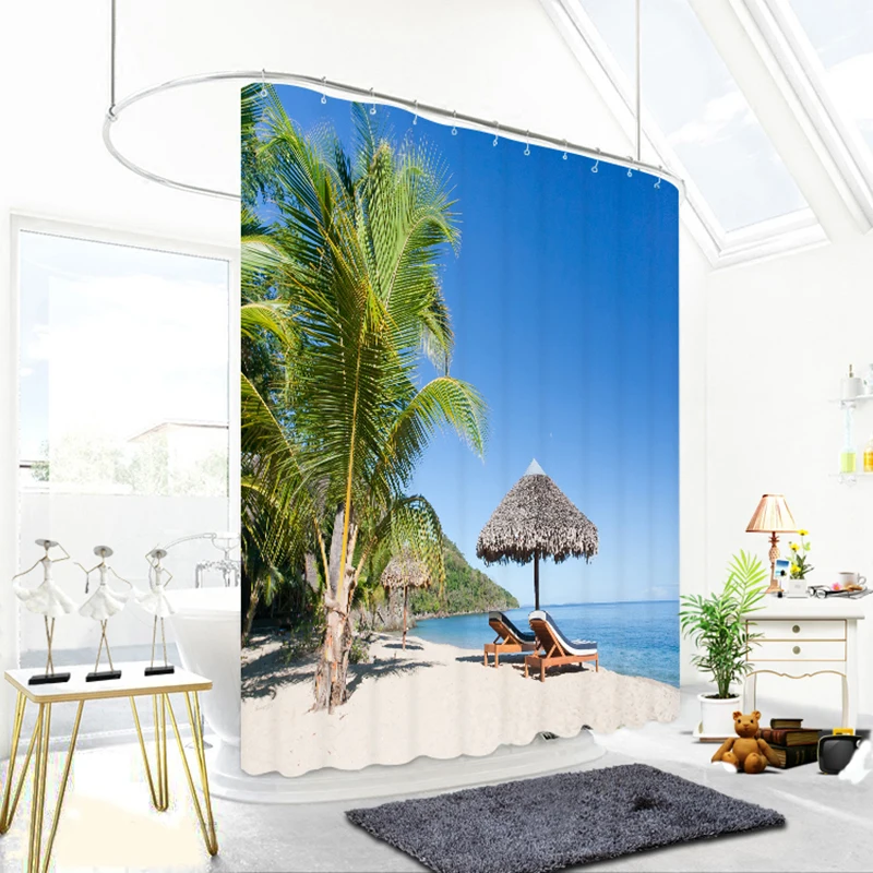 3D занавеска для душа s Приморский песчаный пляж пейзаж узор для ванной занавеска водостойкие ткани занавестовары для ванной s товары