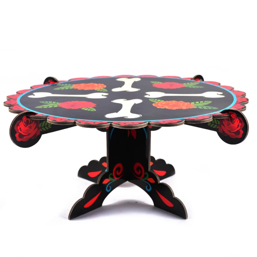 

Corrugated Cake Stand for Day of the Dead Marigold Flower Patterns Stacking Cake Plate for Mexican Holiday Cultural Celebration